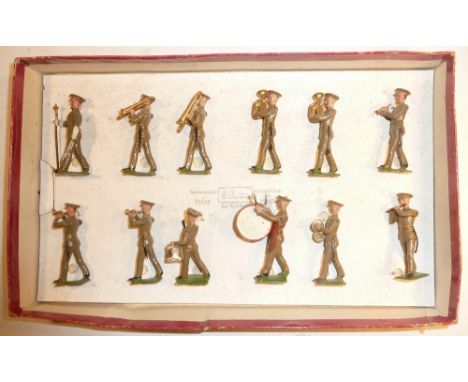 Britains set 1290, Band of the Line, Service Dress in original Types of the British Army Whisstock box (E-G, three not matchi