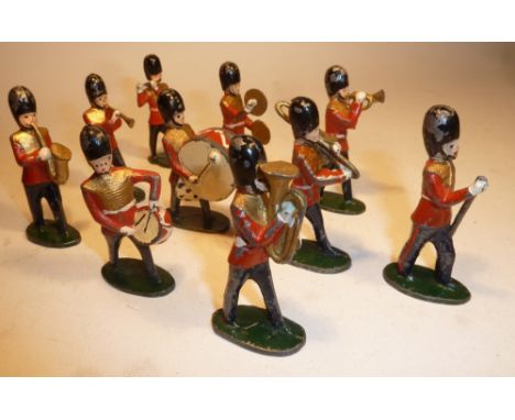 Segal RARE Band of the Foot Guards (Joplin page 210) ten pieces (G-F, drum major baton damaged) 1947, with various toy soldie