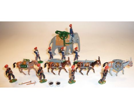 Trophy for Under Two Flags Indian Army Elephant and Mule Guns elephant with mahout, Screw Gun and four Indian gunners, and by