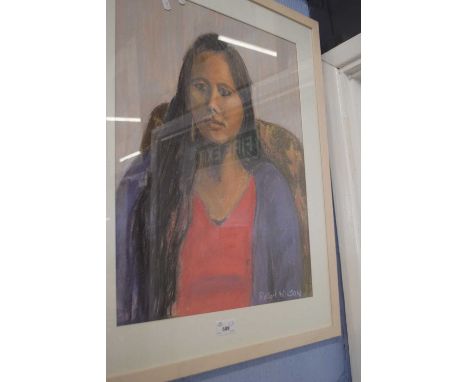 Robert Wilson, half length portrait of a young lady in an armchair together with a further portrait of a young man in leather