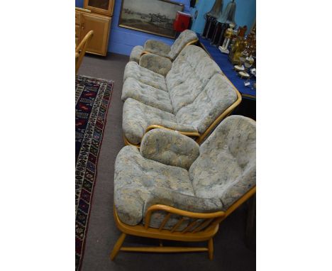 Ercol three piece suite, sofa 190cm wide