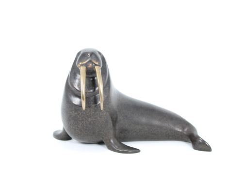Loet Vanderveen (1921 - 2015) Walrus Bronze. Signed and numbered (110/500) on bottom side. Size: 4.5 x 8 in.