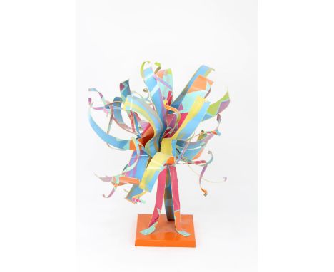 Dorothy Gillespie (1920 - 2012) Metal Sculpture. Sharpie signed on bottom leg. Enamel on Aluminum. Dorothy Gillespie's career