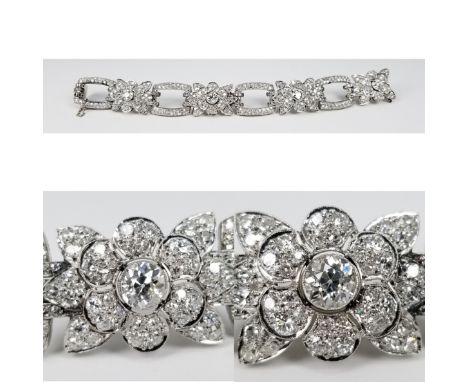 Antique Platinum & 14ct Diamond Bracelet. This bracelet contains 424 pave set single cut diamonds that total approx. 10.7ct. 