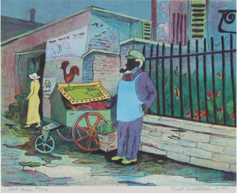 Buell Whitehead (Florida, 1919 - 1993) "Crab Man" Lithograph. Pencil signed and numbered (48/270) in lower margin. Image size