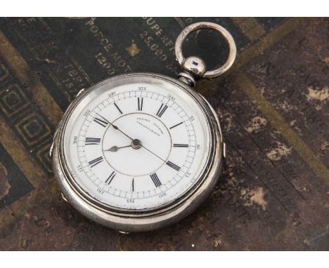 A late Victorian large silver centre seconds chronograph pocket watch by Rhodes & Sons, 62.5mm case, not runing, with stopwat