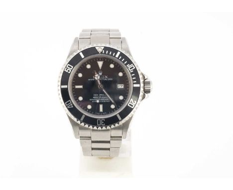 A 1980s Rolex Oyster Perpetual Date Sea Dweller stainless steel wristwatch, 40mm, ref. 16660, black dial with dot markers and