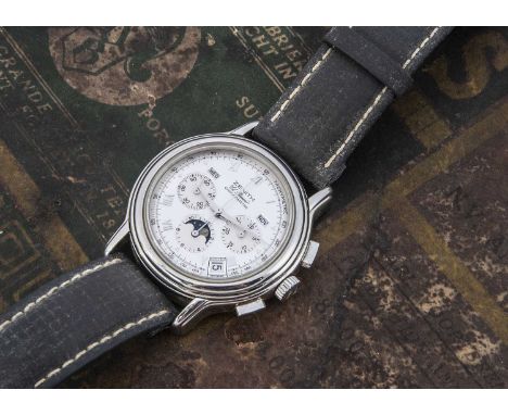 A modern Zenith El Primero Chronometer automatic stainless steel wristwatch, 39mm, silvered dial with three subsiduary dials 