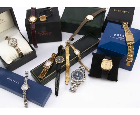 A small group of boxed and unboxed fashion watches, by Rotary, Lotus and others