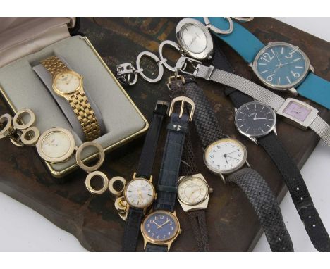 Ten fashion watches, including a Fossil example, a boxed Citizen, and others