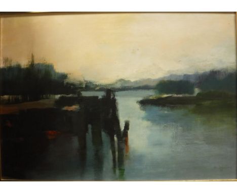MARIANNE GRANT "Watery Landscape", oil on panel, signed and dated '78 lower right 
