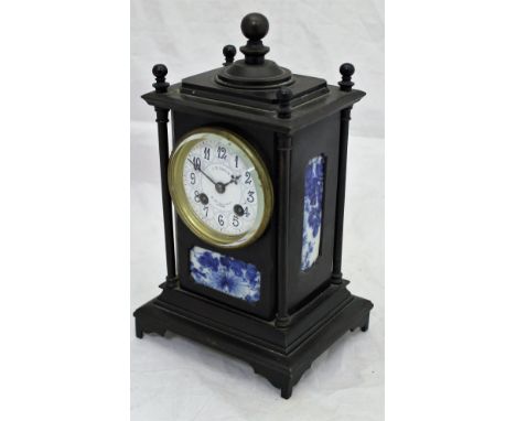 A Victorian mantle clock of architectural form, the eight day movement by J W Benson, 25 Old Bond Street London, with circula