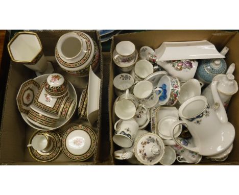 A box containing various Wedgwood Clio decorative chinawares to include vases, trinket boxes, pin dishes, etc. together with 