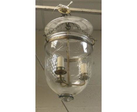 A Val St Lambert hall light with engraved glass decoration
