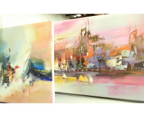 WILKINSON Four abstract studies, acrylic on canvas, all signed