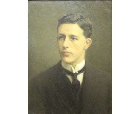 Circa 1900 ENGLISH SCHOOL "Young Man in Wing Collar and Black Tie, Waistcoat and Jacket", a portrait study head and shoulders