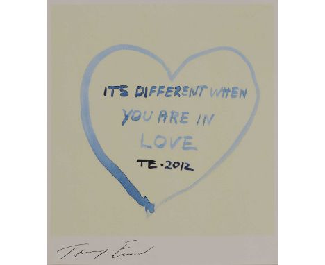 ▲ Tracey Emin RA (b.1963) 'Its Different When You Are in Love'offset lithograph in colours, 2012, signed 'Tracey Emin' in pen