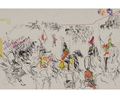 ▲ Feliks Topolski RA (Polish-British, 1907-1989) 'Trooping the Colour' mixed media30 x 42cm, unframedAn original artwork on w