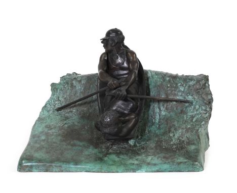 ▲ John Clinch (1934-2001) Rowingbronze with rich brown and green patination, signed and dated 'John Clinch 88' to base57cm wi