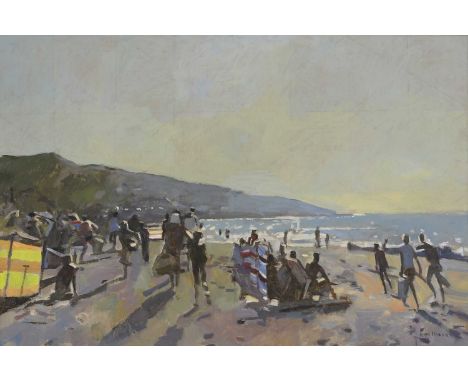 ▲ Ken Howard RA (1932-2022) Sennen Beach, 2019signed 'Ken Howard' l.r., oil on canvas61 x 91cmCondition ReportFramed: 90 x 12