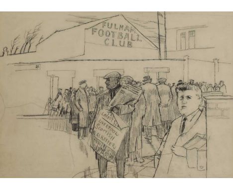 ▲ Ruskin Spear RA (1911-1990) A preparatory study of Fulham Football Clubcharcoal50 x 68.5cmA preparatory sketch for lot 66.P