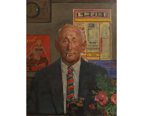 ▲ Ruskin Spear RA (1911-1990)  'One of the Regulars' signed 'Ruskin Spear' l.r., oil on board  82 x 64cm  Provenance: The Dav