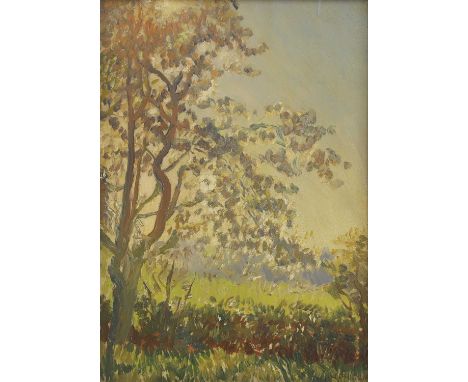 Sir George Clausen RA (1852-1944) Study of treessigned 'G. CLAUSEN' l.l., also signed verso, oil on board36 x 26cmExhibited: 
