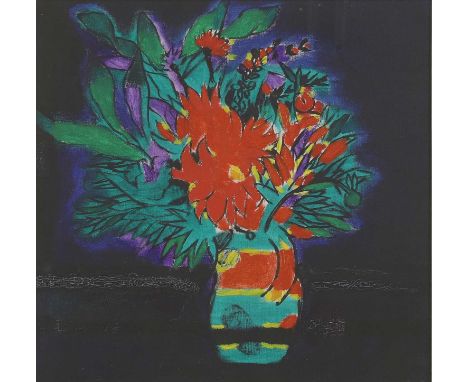 ▲ Philip Sutton RA (b.1928) 'Flowers for Titus'signed, inscribed with title and dated '1989' verso, oil on canvas41 x 41cmCon