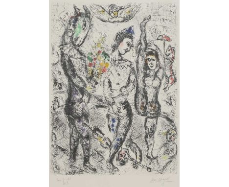 ▲ Marc Chagall (Russian-French, 1887-1985) 'Le Pierrot' etching and aquatint in colours, 1968, signed 'Marc Chagall' in penci