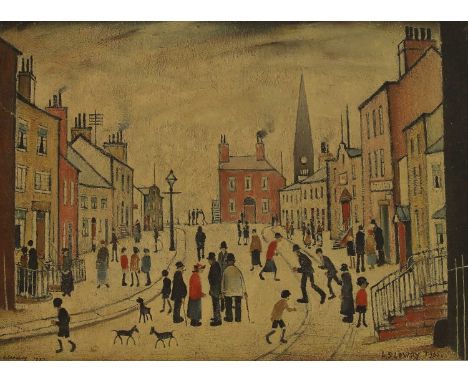 ▲ Laurence Stephen Lowry RA (1887-1976) 'A Lancashire Village'a Ganymed Turnstile print on board, printed and published by Ga