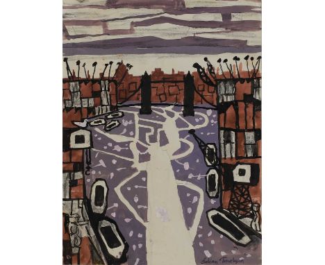 ▲ Julian Trevelyan RA (1910-1988) Tower Bridgesigned 'Julian Trevelyan' l.r., mixed media27.5 x 20.5cm, unframedProvenance: T