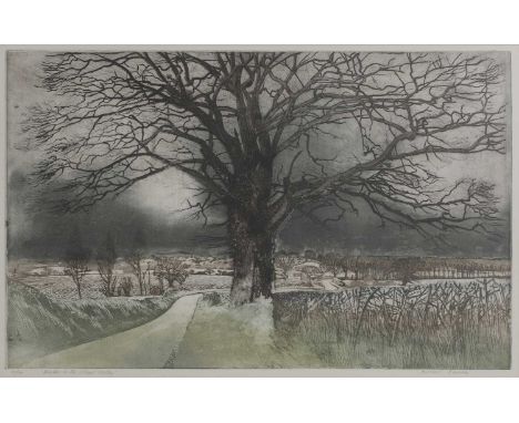 ▲ Richard Bawden (1936-2024) 'Winter in the Stour Valley'etching and aquatint in colours, signed 'Richard Bawden' in pencil l