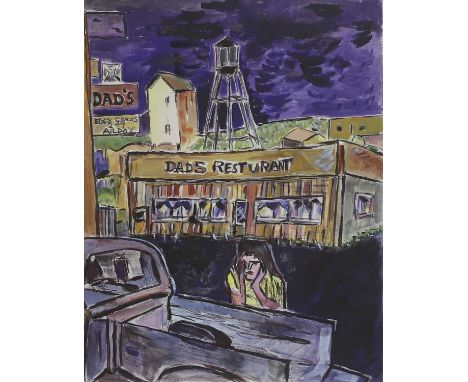 Bob Dylan (American, b.1941) 'Dad's Restaurant'giclée print in colours, 2012, signed 'Bob Dylan' in pencil l.r., numbered '12