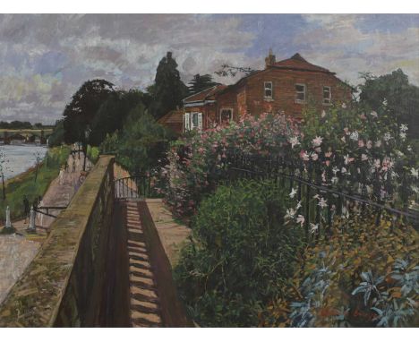 ▲ William  Bowyer RA (1926-2015) A walk along the riversigned 'William Bowyer' l.r., oil on canvas71 x 91cmCondition ReportFr