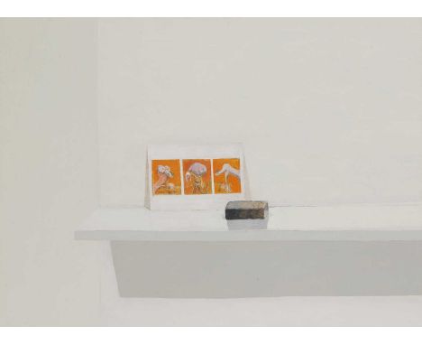 Andreas Rüthi (Swiss, b.1956) Bacon on a shelfsigned and dated 'Andreas Rüthi 97' verso, oil on board30 x 40cm, unframedCondi