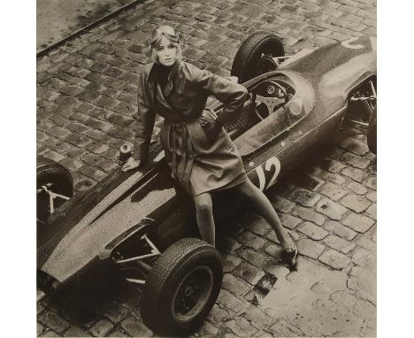 ▲ Patrick Lichfield (1939-2005) Jill Kennington with a Lotus Formula One racing car, September 1964gelatin silver print, prin