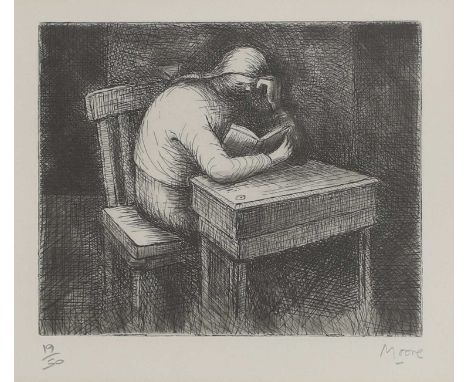 ▲ Henry Moore OM CH FBA (1898-1986) 'Girl Doing Homework V' (Cramer 330)etching and aquatint, 1974, signed 'Moore' in pencil 