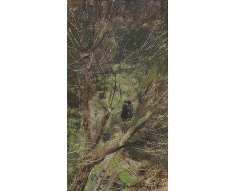 ▲ Carel Weight CH RA (1908-1997) Lovers in a woodsigned 'Carel Weight' l.r., oil on board35 x 19cmProvenance: Lord and Lady M