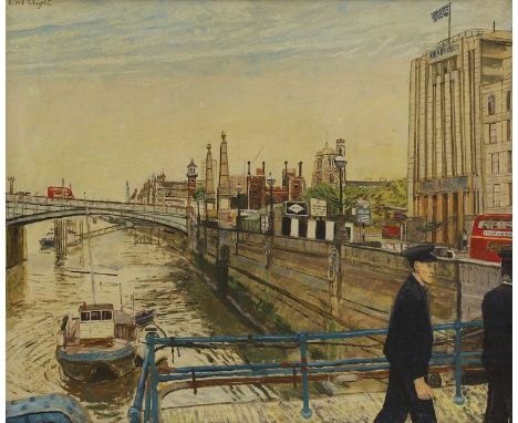 ▲ Carel Weight CH RA (1908-1997) View of Lambeth Bridge and the Doulton Showroomssigned 'Carel Weight' u.l., oil on canvas50.