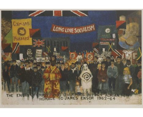▲ Adrian Henri (1932-2000) 'The Entry of Christ into Liverpool in 1964'giclée print in colours, inscribed and dated 'II FOR A