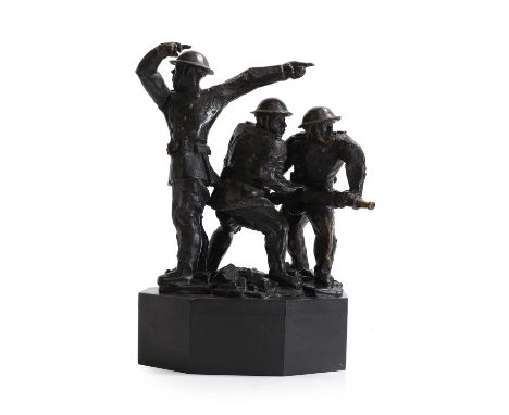 ▲ John W Mills (1933-2023) 'Blitz - The National Firefighters' Memorial', 1991bronze with dark brown patination, signed 'John