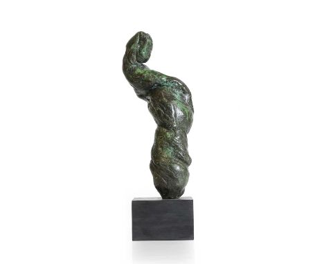 Modern British School Twisted figurebronze with green patination26.5cm high overall, on a black slate baseCondition ReportPle