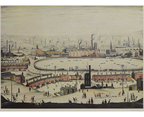 ▲ Laurence Stephen Lowry RA (1887-1976) 'The Pond'offset lithograph in colours, signed 'L. S. Lowry' in pencil l.r., with the