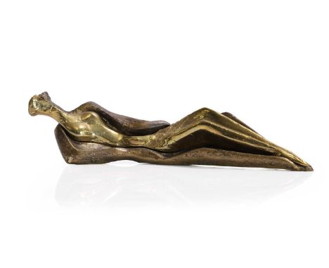 ▲ Theodoros Papagiannis (Greek, b.1942) Reclining couple bronze with gold patination, the larger figure signed in Greek and n