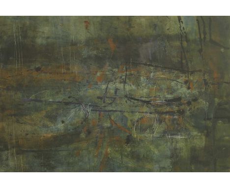 ▲ Stuart Sutcliffe (1940-1962) 'Abstract No. 85'with a certificate of authenticity label from the artist's sister verso, mixe