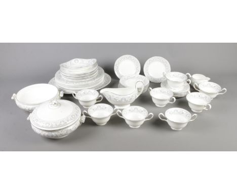 A Wedgwood Dolphins pattern tea service including tureen, gravy boat, milk jug, etc. Approx. 45 pieces.  