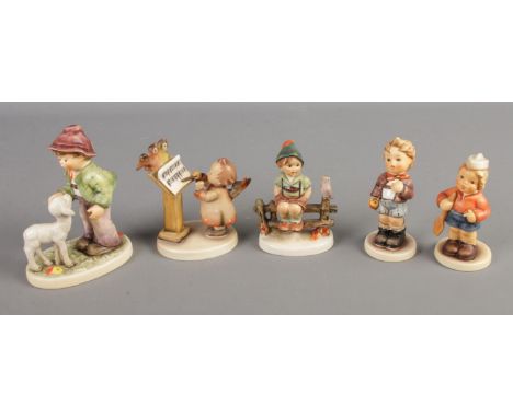 Five Goebel figures. Includes Shepard Boy, Cheeky Fellow, First Mate, etc.  