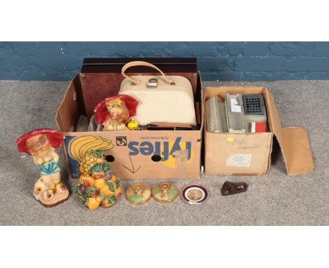 A box of miscellaneous to include boxed Halina projector, assorted ceramics, cutlery set, etc.  