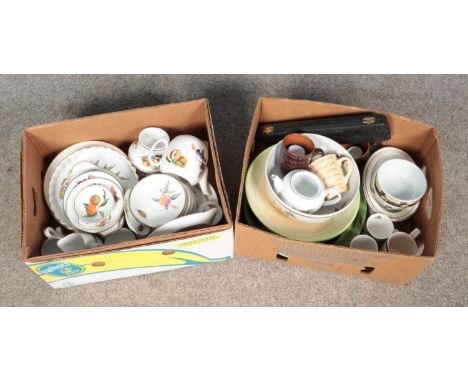 Two large boxes of assorted ceramics, including a large quantity of Royal Worcester dinnerwares in the Evesham design.  