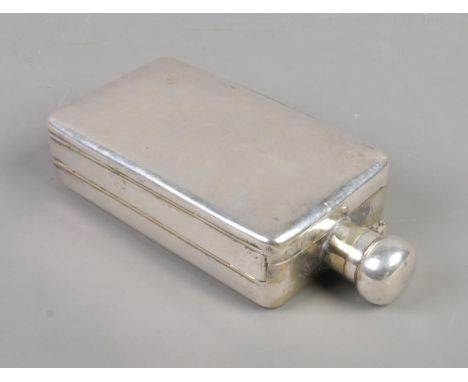 An electroplated hip flask and cigarette case.  